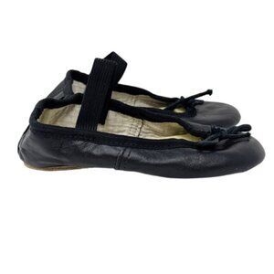 Danshuz Girls Black Leather Ballet Flats Size 7M
